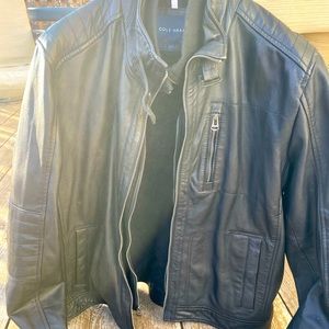 Black genuine mens leather coat‼️